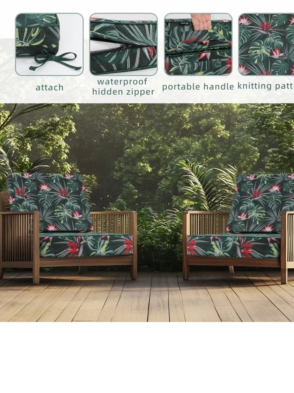 NWOT 1 Favoyal Deep Seat Patio Cushion Covers Set 19 x 19 In Waterproof Outdoor